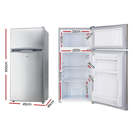 Stainless steel refrigerator with dimensions 