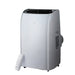 Portable air conditioner with remote control on a white background