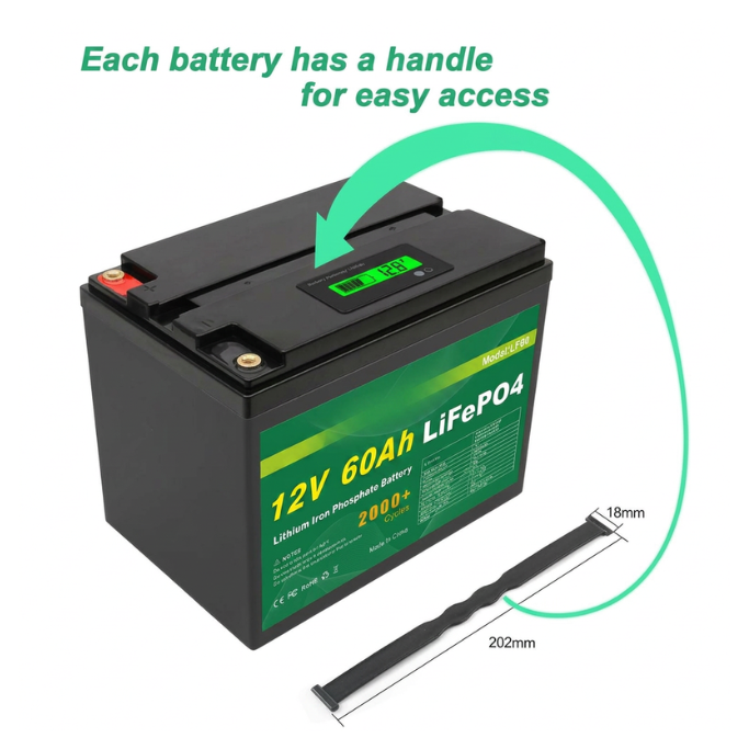 Battery showing handle for easy access