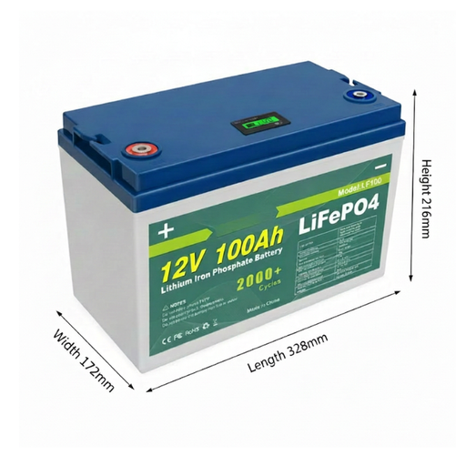 12V LiFePO4 battery with dimensions
