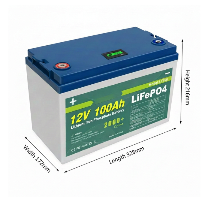 12V LiFePO4 battery with dimensions