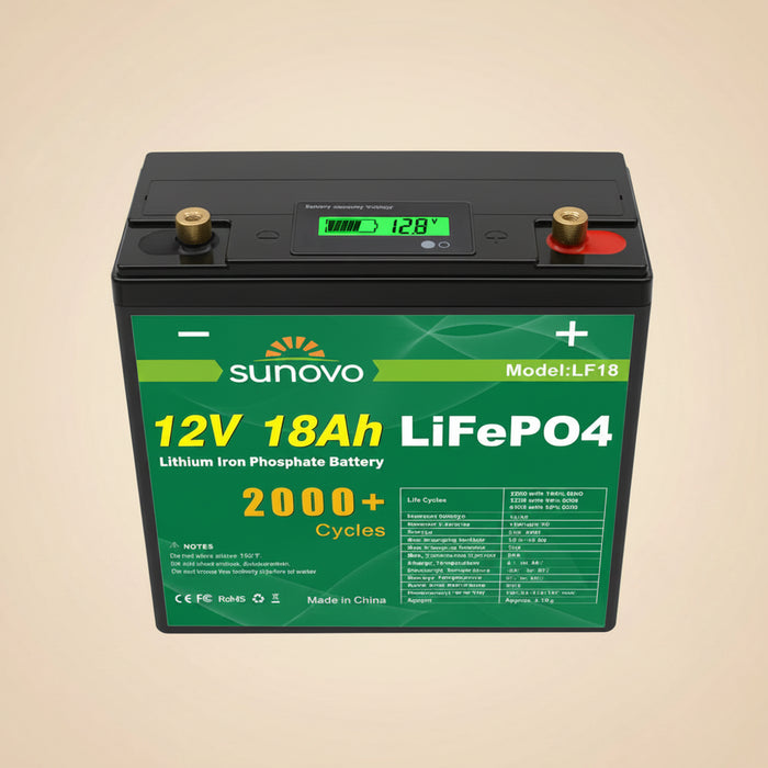 Sunovo 12V 18Ah LiFePO4 Battery