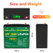 Dimensions of 12V 18Ah LiFePO4 battery