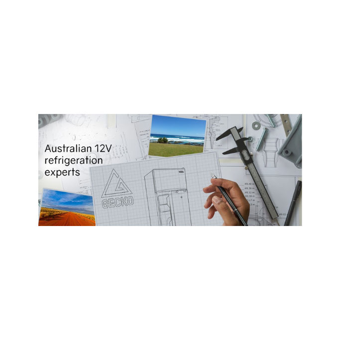 Technical drawings showing 'Australian 12V refrigeration experts'.