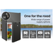 Portable refrigerator with power supply options displayed
