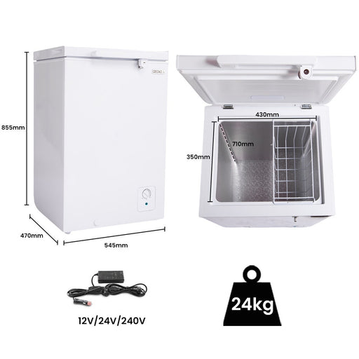 Dimensions  of 12V Chest Deep Freezer 100L