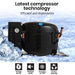 Black compressor with ice cubes and text highlighting latest compressor technology