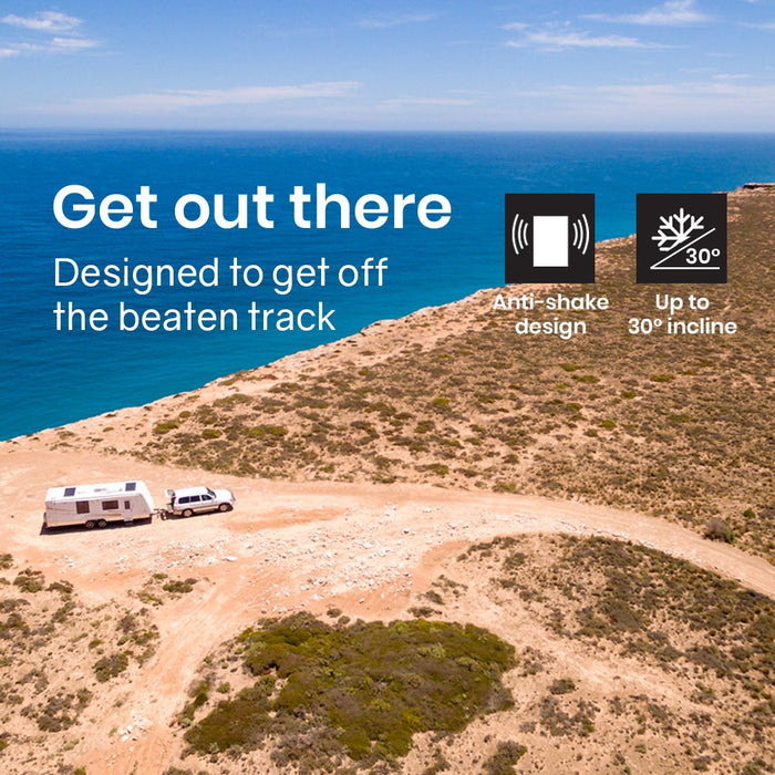 Caravan fridge freezer designed with off-road capabilities.