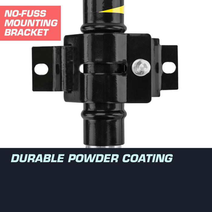 Black mounting bracket with durable powder coating 