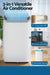 3-in-1 Versatile Air Conditioner with features highlighted on a blue background