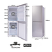 Silver refrigerator with dimensions and specifications