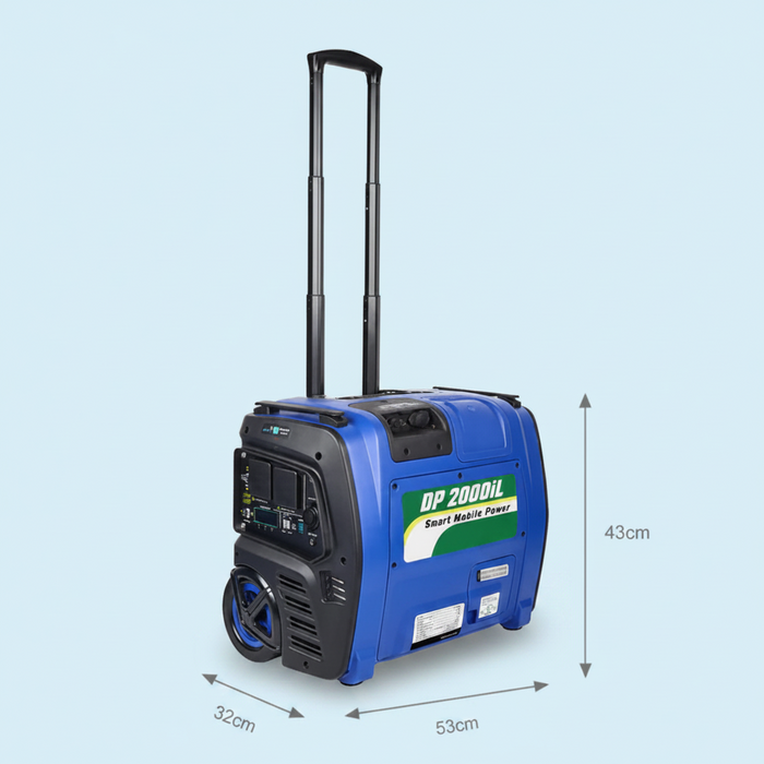 2000W Portable Generator with dimensions labeled