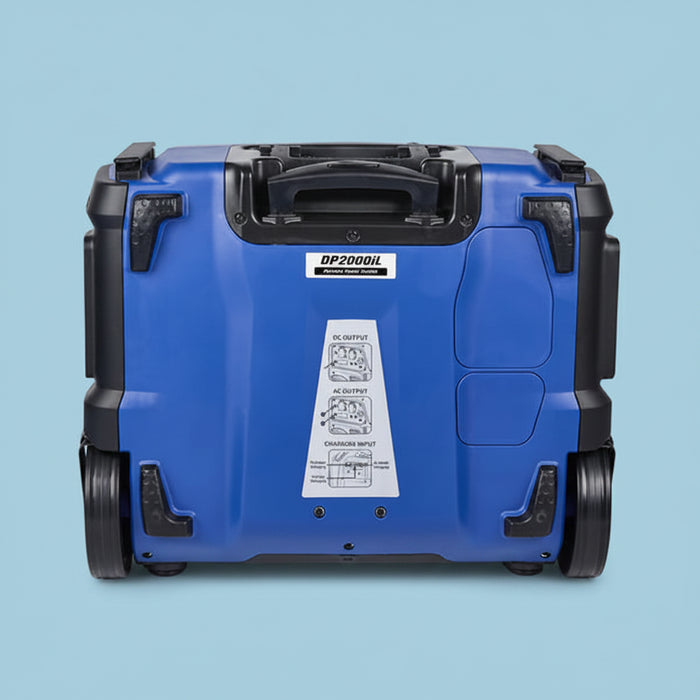 Portable Generators showing features labeled on back of unit