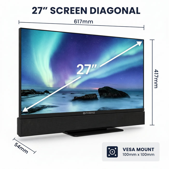 27" 12V TV Dimensions