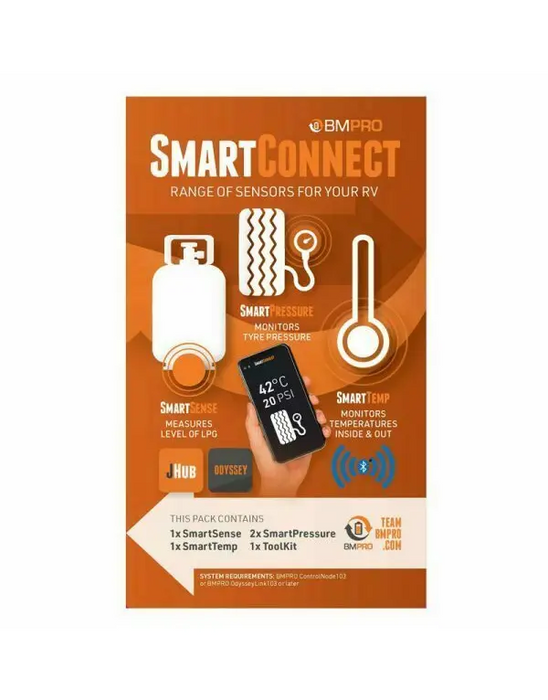 BMPRO SmartConnect App-Based Sensor Kit | 2 x Tyre, 1 x Gas & 1 x Temperature Monitoring