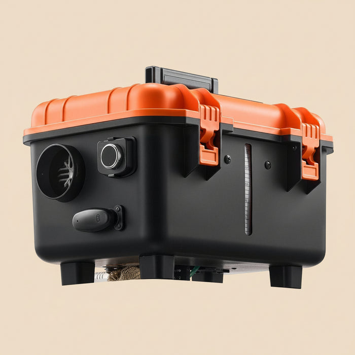 Black and orange portable diesel air heater 