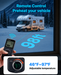 Remote control heating system for a vehicle in a snowy landscape with adjustable temperature display.