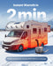 Van with a heating device on a snowy landscape with text about instant warmth in 2 minutes.