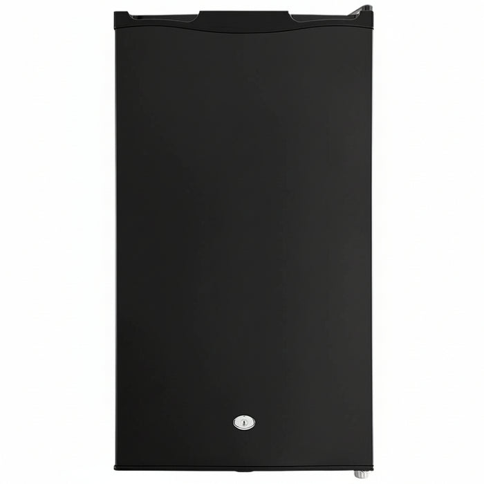 12V Black 95L refrigerator on a white background