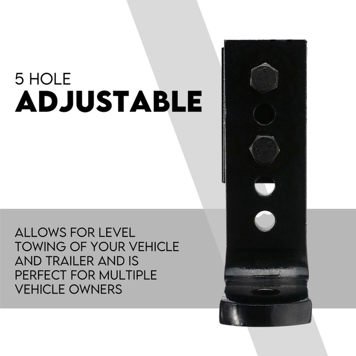 Black adjustable towing hitch with 5 holes