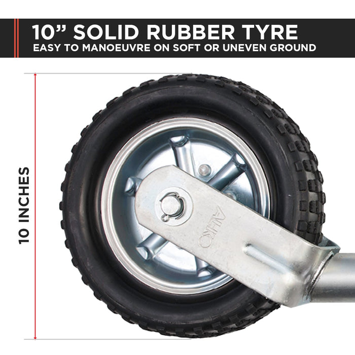 Jockey Wheel 10-inch solid rubber tyre with wheel and axle