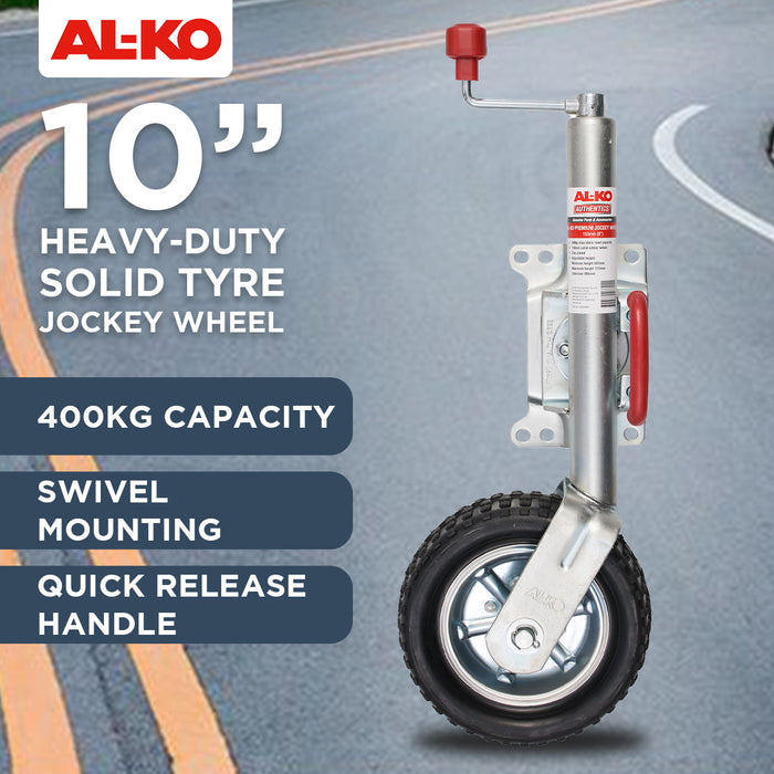 AL-KO 10-inch heavy-duty solid tyre jockey wheel with features