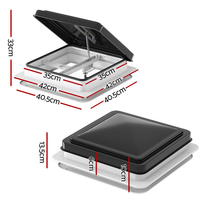 12V Caravan Roof Air Vent Hatch | 42cm x 42cm | Black