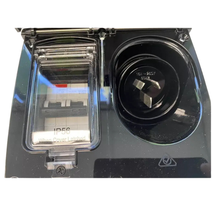 CMS 15AMP Single 15A Autoswitch Inlet Black with RCD Switch IP44 | JILCBBK-A