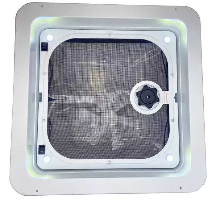 COAST RV 14x14 Black Wind-up Roof Vent with 12V FAN & LED