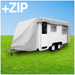 Caravan with a cover featuring a side zip.