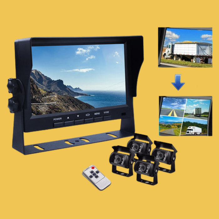 Reversing Camera  7" Screen Monitor 4 x Cameras  for your Caravan or RV