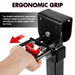 Ergonomic grip handle with text explaining its benefits on a white background