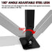 180-degree angle adjustable steel legs with text on a white background