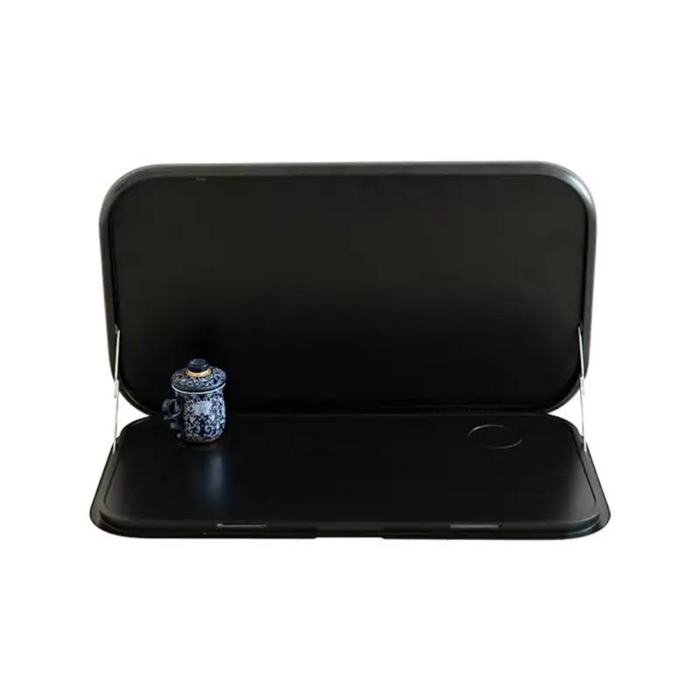 Caravan Picnic Table Black 4RC with LED Lighting & Backing Plate - 800 x 445mm