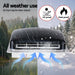 Roof-mounted air vent with weatherproof features shown in various conditions.
