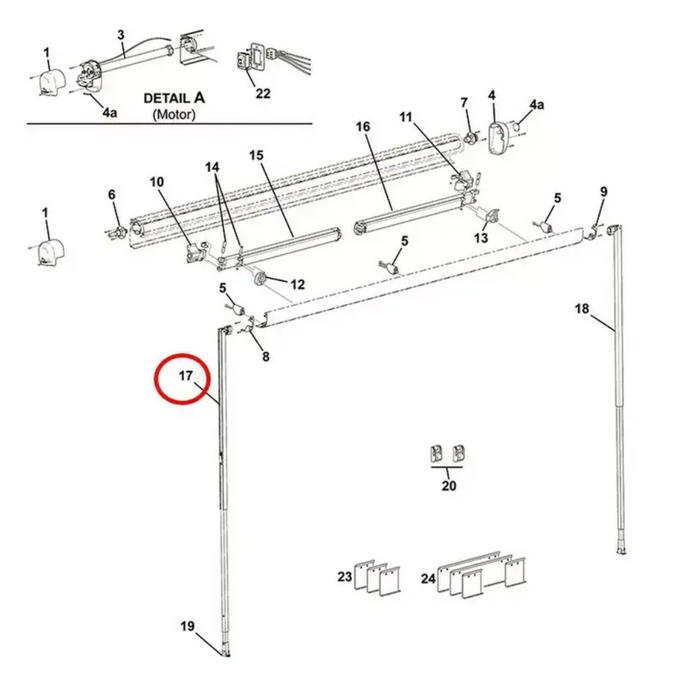 Carefree Freedom L/H Vertical Support W/2.44 & 2.57M. R001654-001