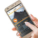 Smartphone displaying a Carefree Altitude app with a hand interacting with the screen.