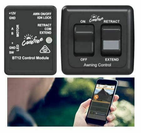 Caterfree awning control module with smartphone app interface