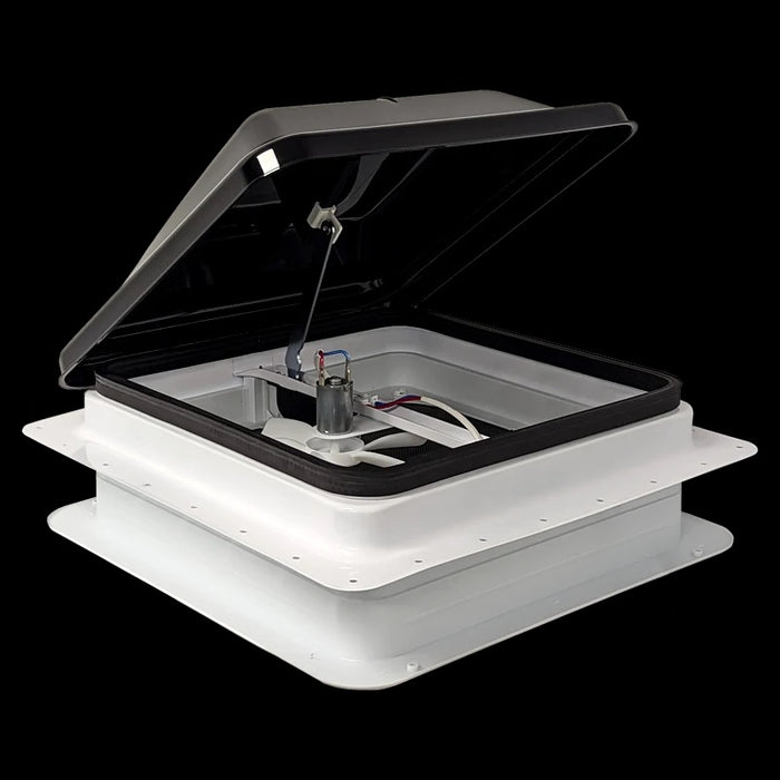 Coast RV 14x14 Black Wind-Up Roof Vent With 12V FAN & LED