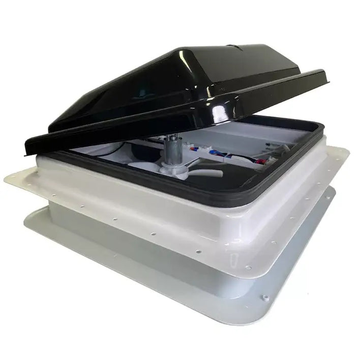 Coast RV 14x14 Black Wind-Up Roof Vent With 12V FAN & LED