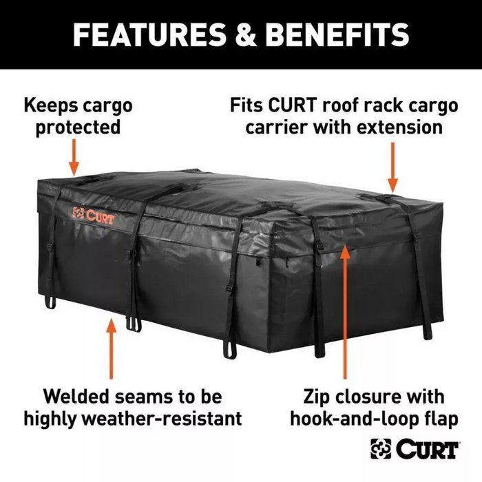 Curt Cargo Bag - Weather-Resistant Vinyl - 1498 x 863 x 533mm. 18221