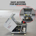 Generator with open cover showing internal components, labeled 'Easy Access for Servicing'.