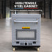High tensile steel cabinet with corrosion-resistant powder coating in a warehouse setting.