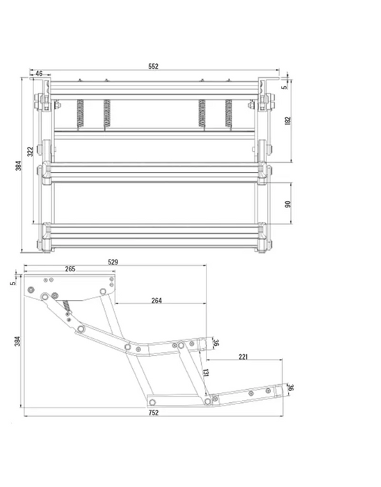 Dimensions on double pull-out caravan step