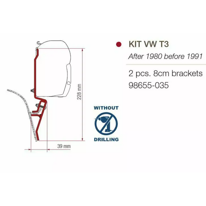 Fiamma AWN VWT2/T3 Fitting Brackets for F45 | 98655-035