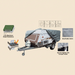 Camper trailer showing cover features