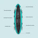 Inflatable kayak with labeled features 