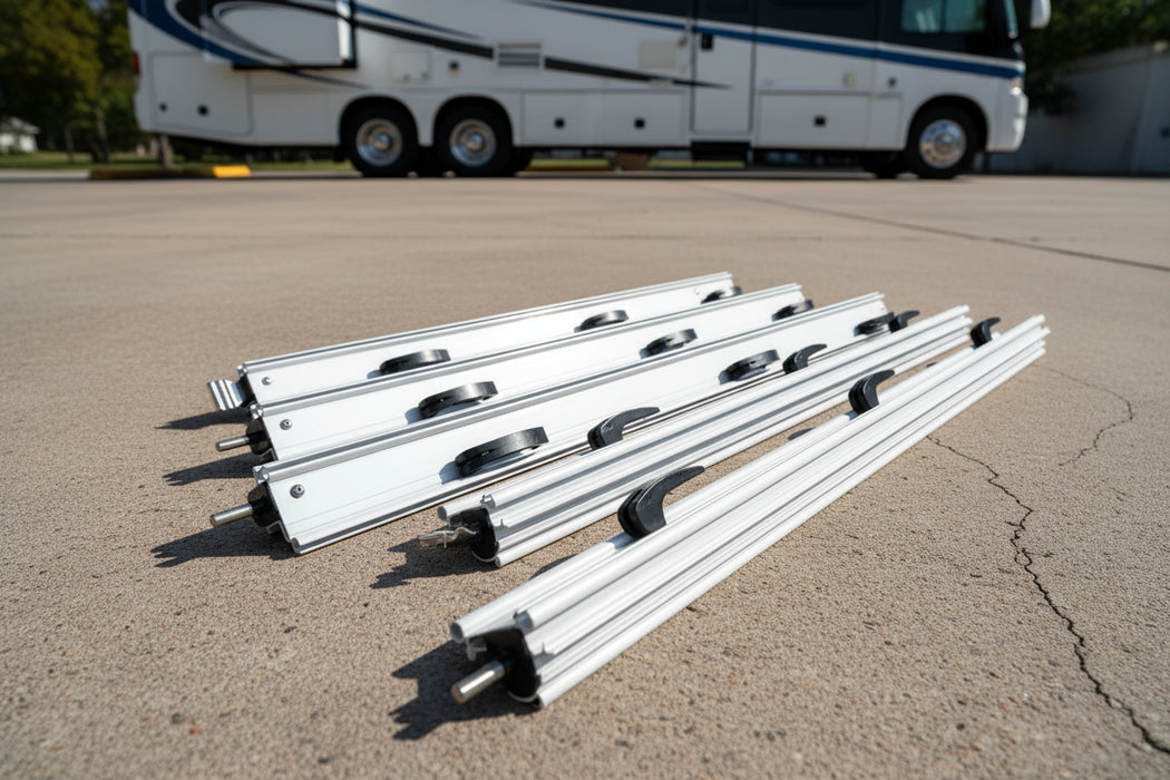 Components for large awning flap eliminator kit