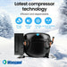 Wancool compressor in a snowy landscape with features listed.