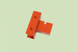 Orange metal bracket for caravan jack
